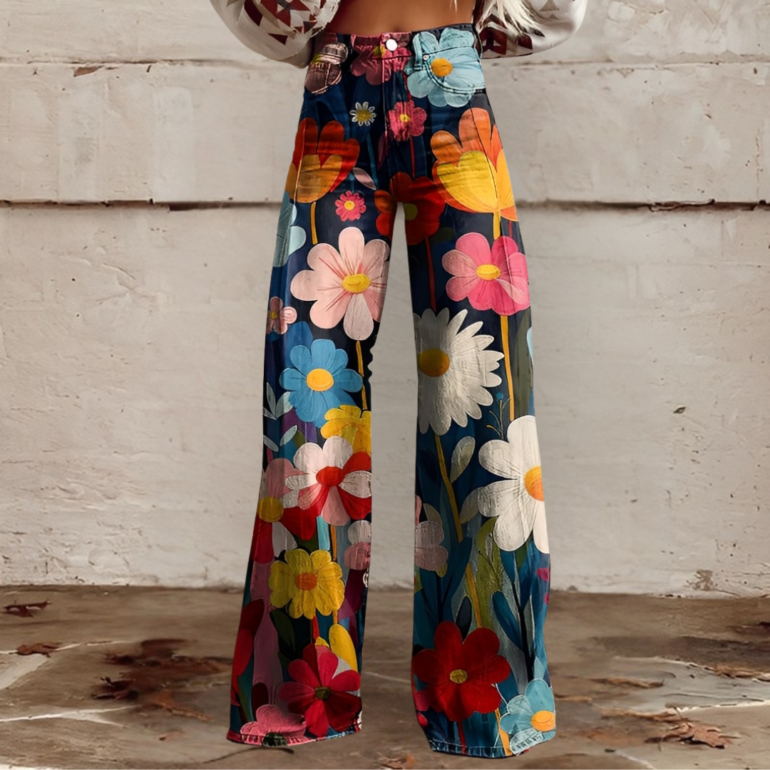 Lena - glada blommiga byxor