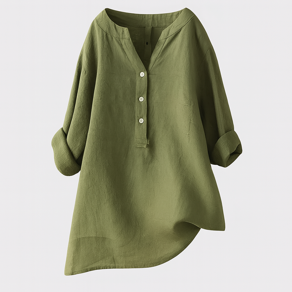 Freja - luftig och bekväm linneskjorta med knappar