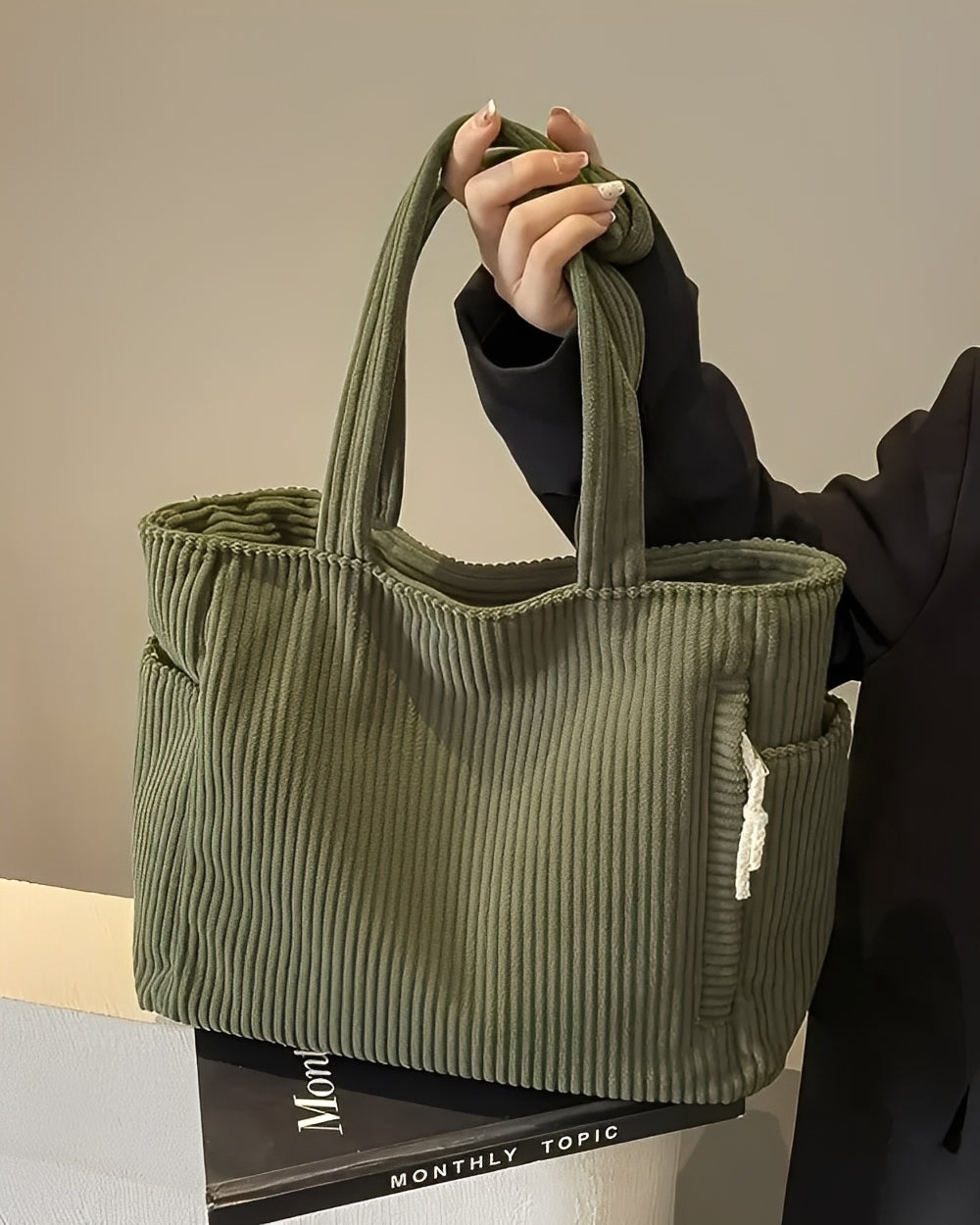 Tilda – ribbad shopper med snörning