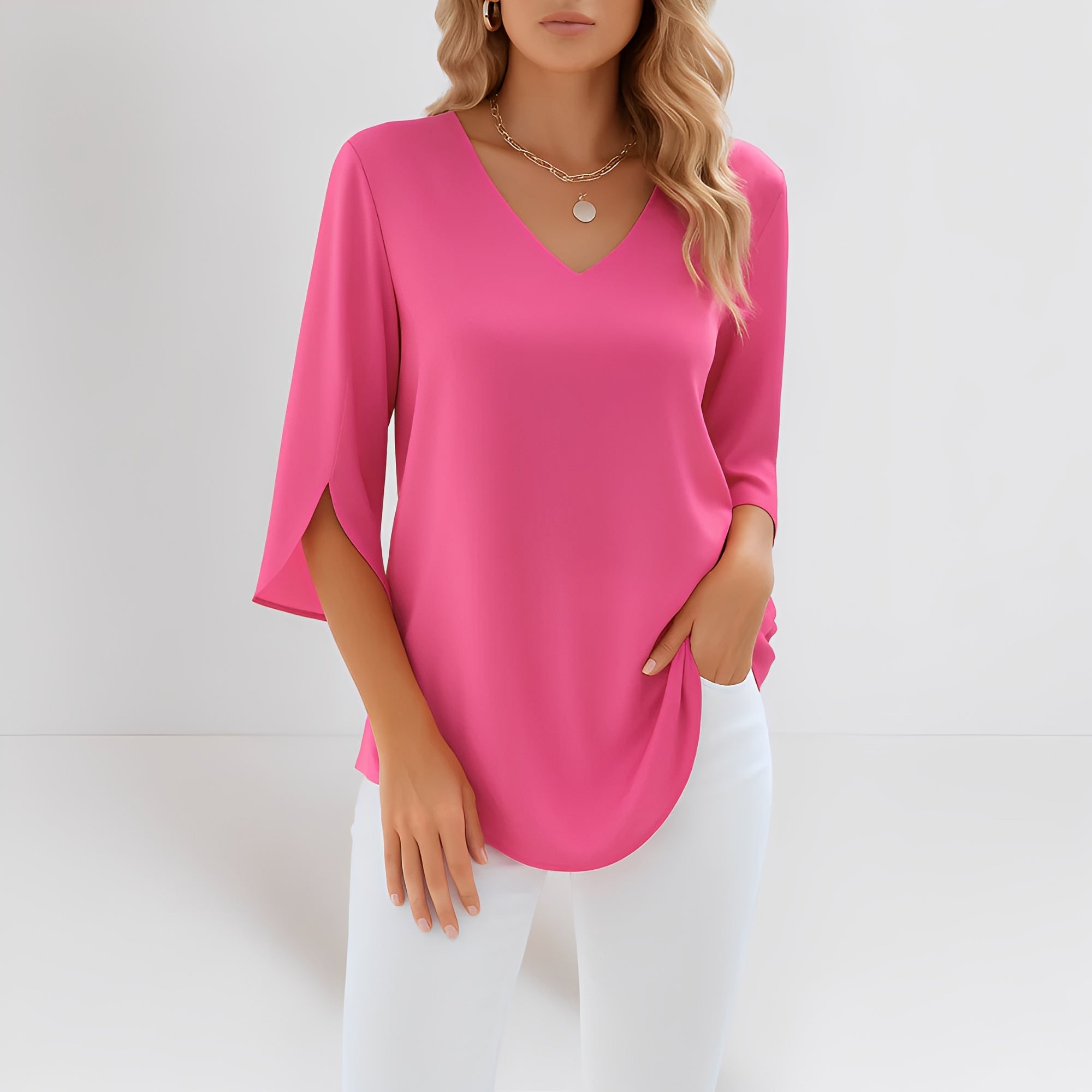 Mira - elegant blus med V-ringning