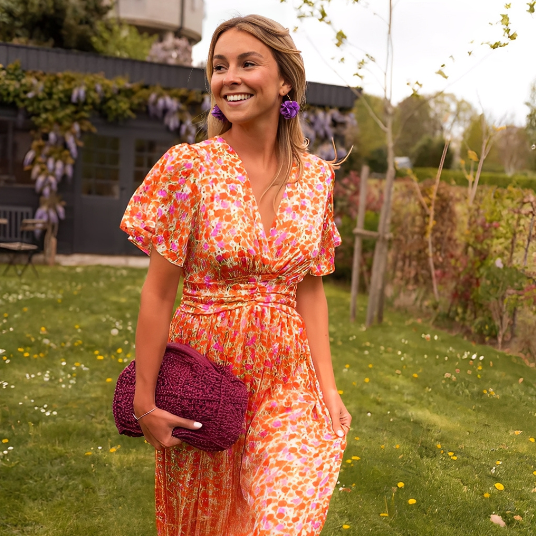 Marlene - blommig midiklänning