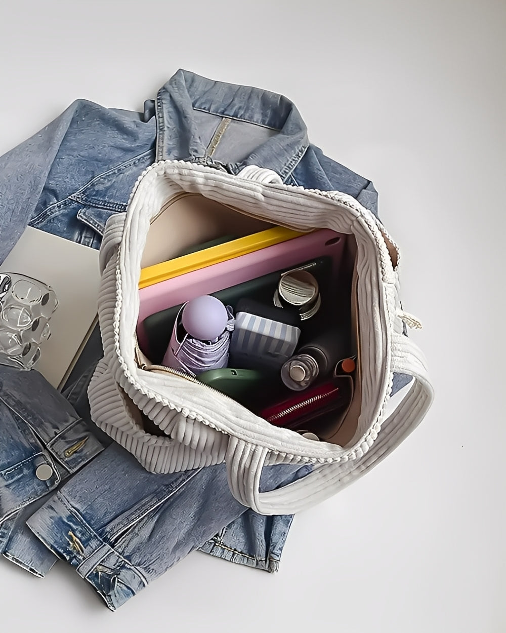 Tilda – ribbad shopper med snörning