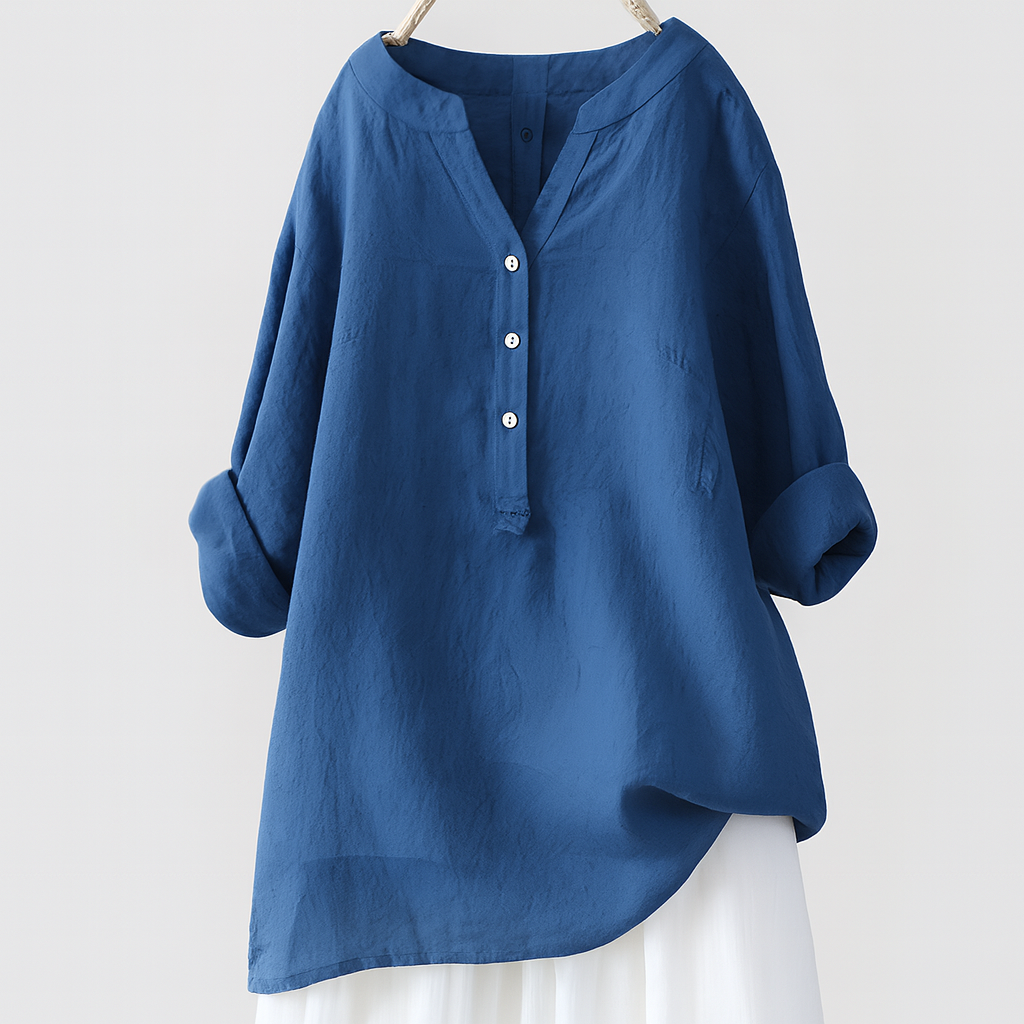 Freja - luftig och bekväm linneskjorta med knappar