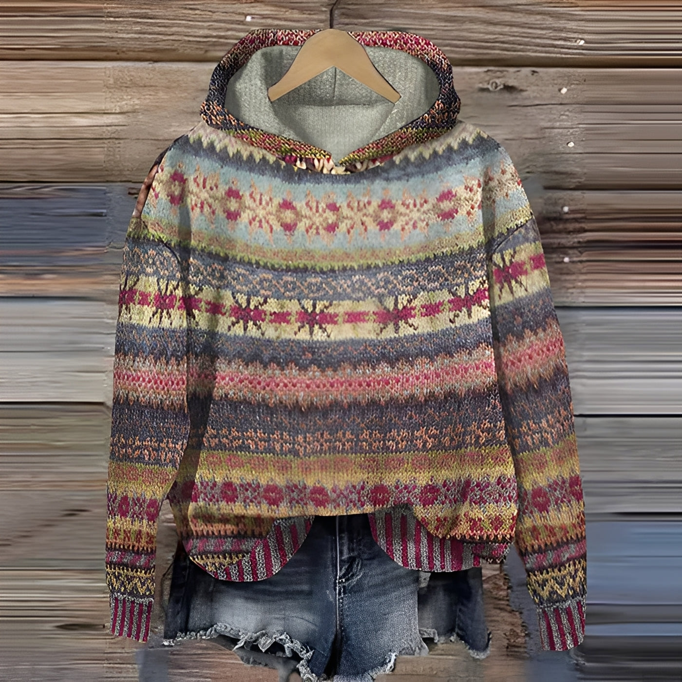 Helena - tidlös mönstrad hoodie