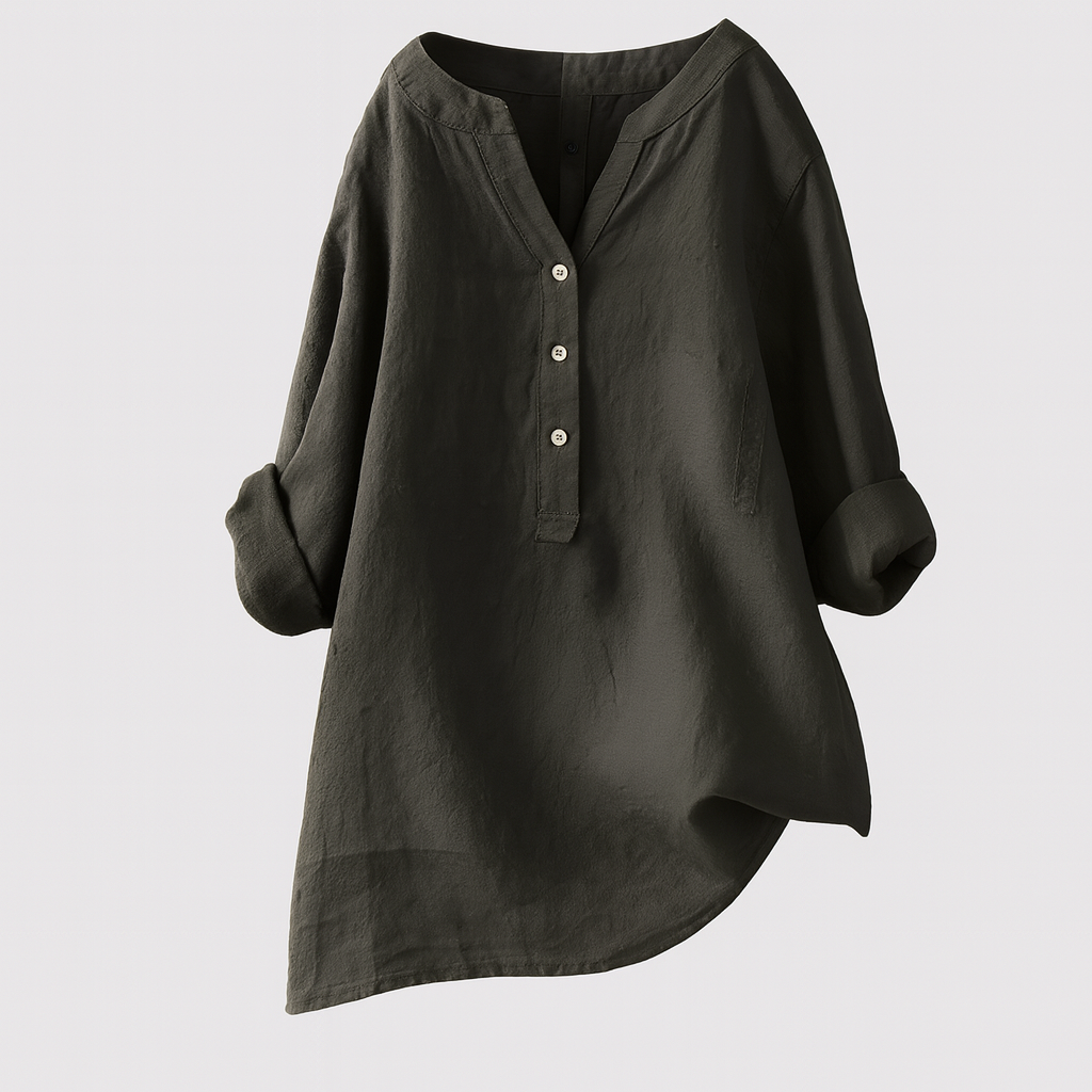 Freja - luftig och bekväm linneskjorta med knappar