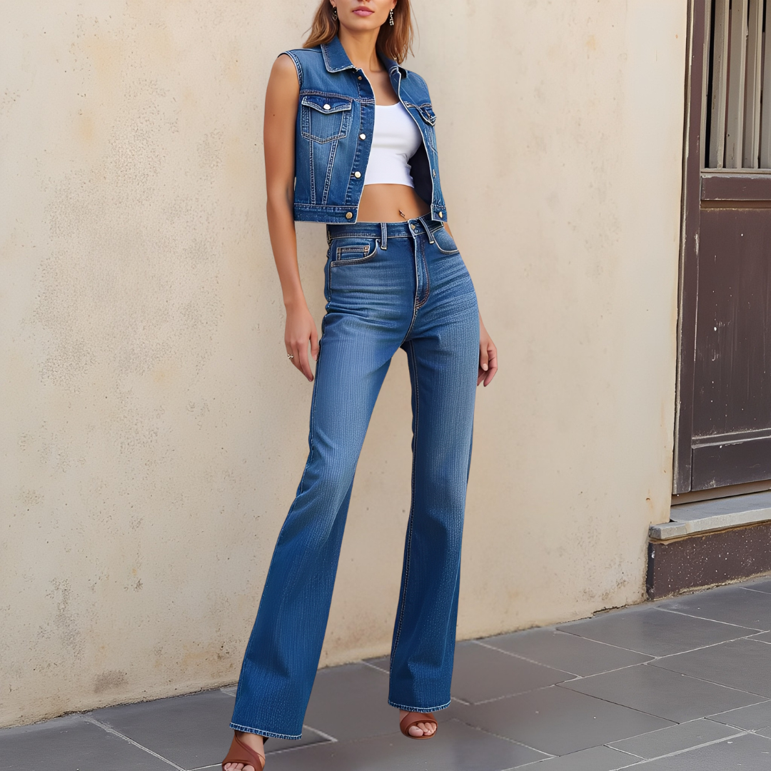 Anora - utsvängda jeans med hög midja