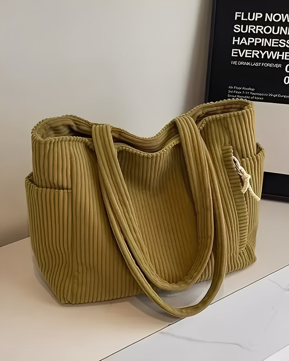 Tilda – ribbad shopper med snörning